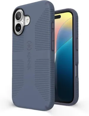 Speck CandyShell Grip iPhone 16 Case - Slim MagSafe - Mystery Blue/Faded Denim