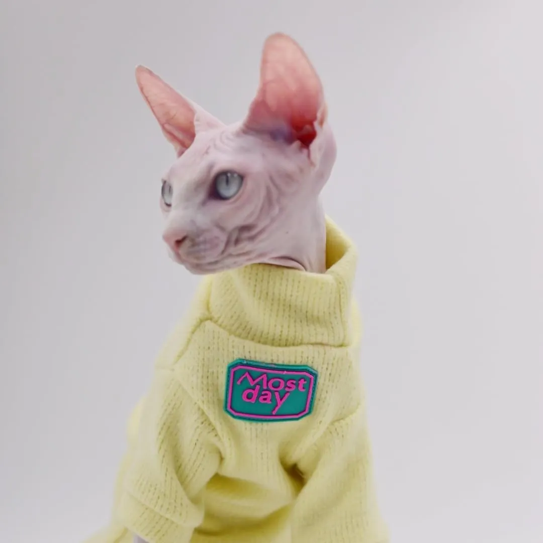 Sphynx Cat Clothes Autumn and Winter Thickened Warm Quilted Vest Shirt Hairless Cat Clothes Devon Cat Bottoming Shirt Pet Cat Clothes… (Small, Rose Red)