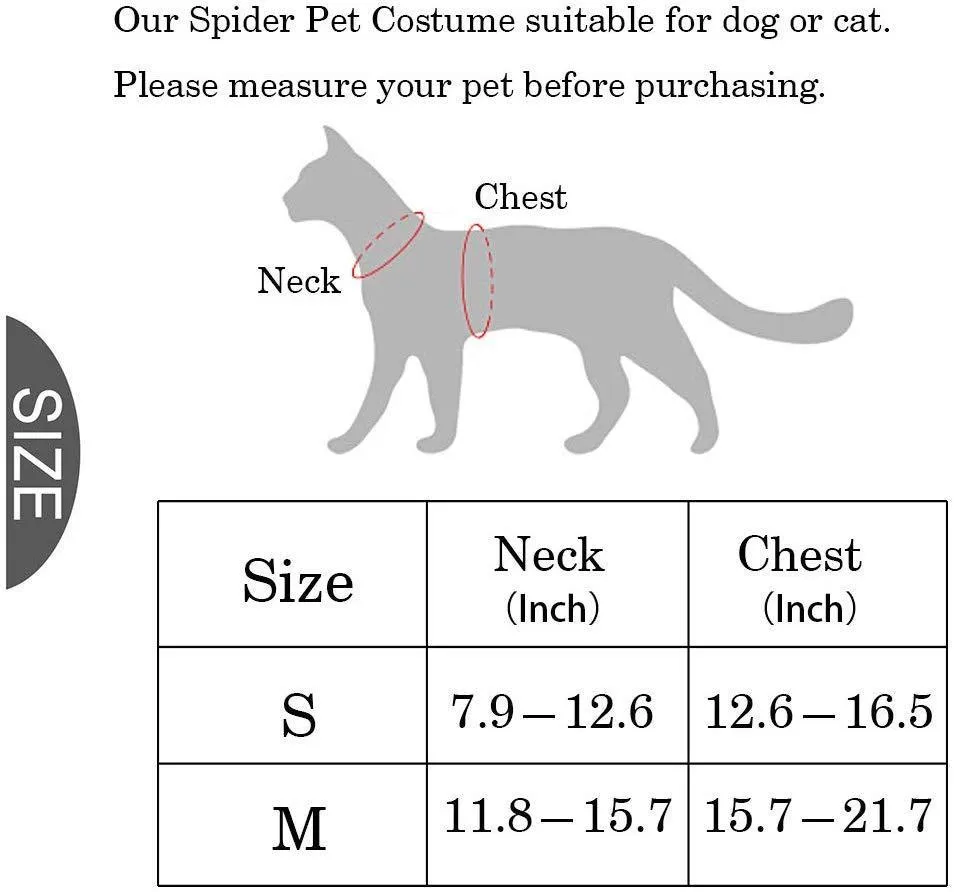 Spider Costume for Dogs and Cats，Halloween Party Dress Up