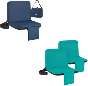 Sportneer Stadium Seats with Back Support- 6 Reclining Position Folding Bleacher Chairs with Backs and Cushion Padded Stadium Chair with Shoulder Strap