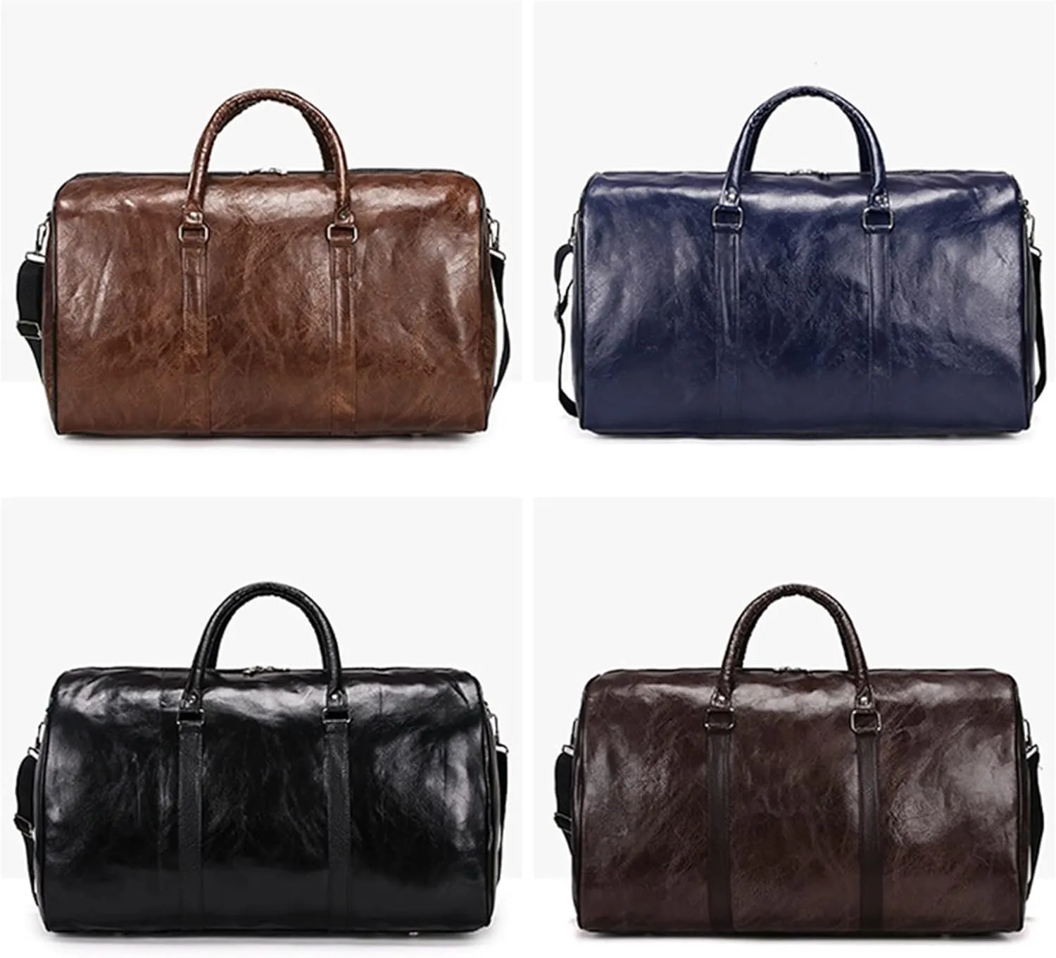 Sports Duffel Bags Large Capacity Short-Distance Travel Bag Women Soft PU Leather Travel Bag Duffel Bag Casual Men Sports Fitness Handbag(Grey)