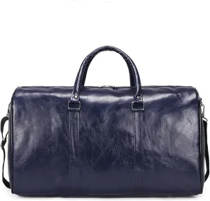 Sports Duffel Bags Large Capacity Short-Distance Travel Bag Women Soft PU Leather Travel Bag Duffel Bag Casual Men Sports Fitness Handbag(Grey)