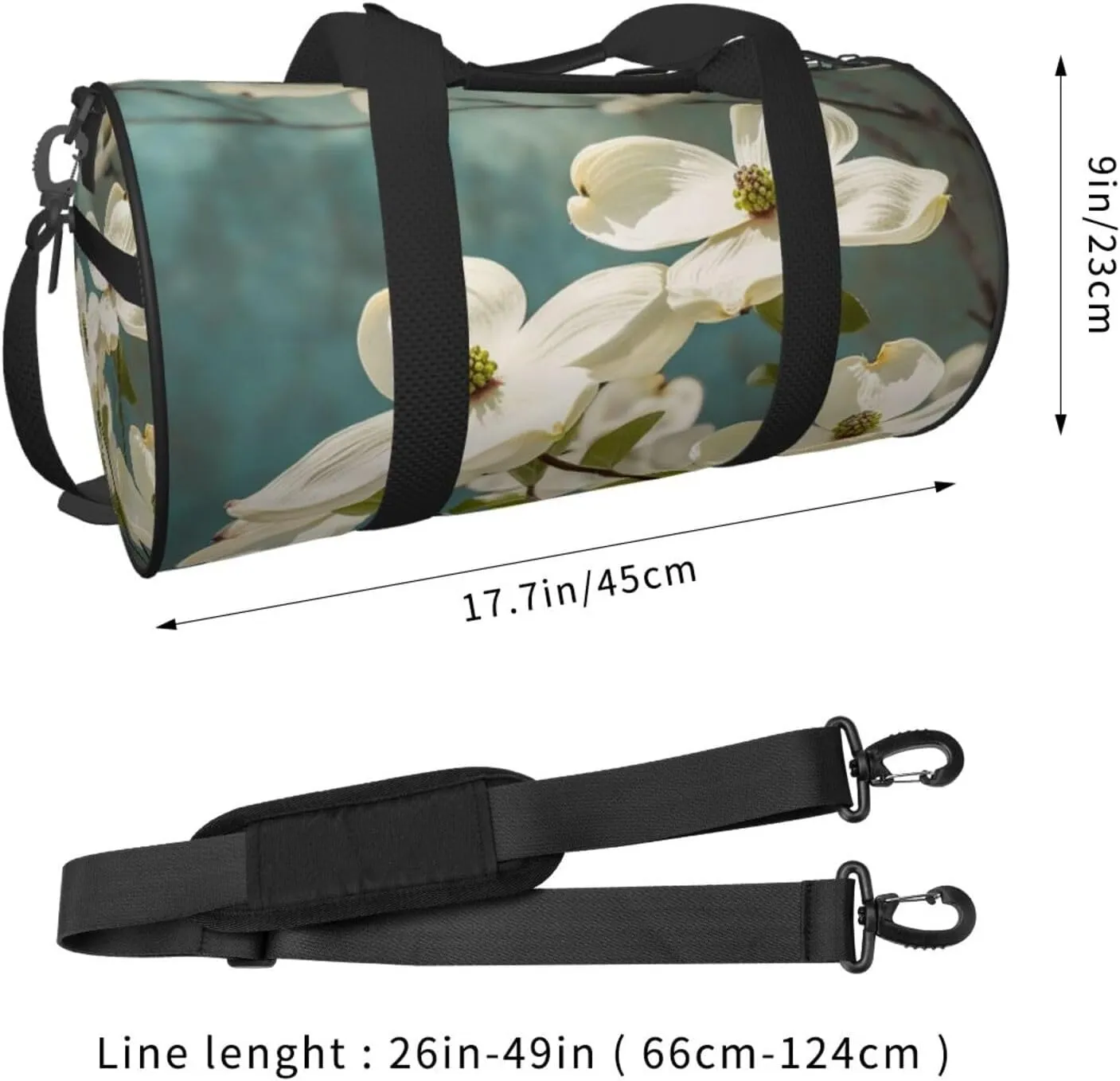 Spring Dogwood Blossoms Travel Duffle Bag for Men Women Sport Gym Bag Foldable Weekender Bag Carry on Overnight Bag for Travel Swimming Basketball