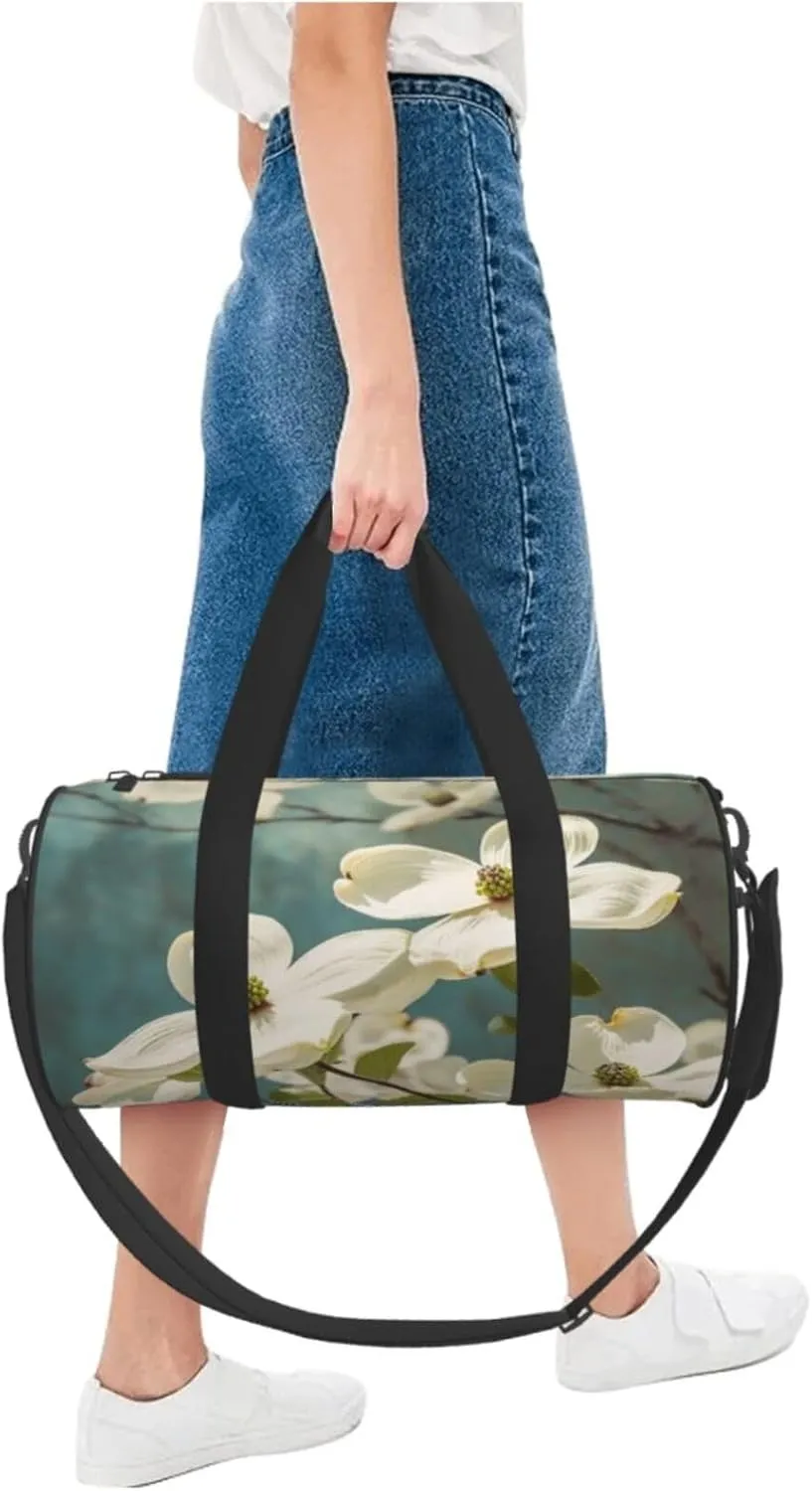 Spring Dogwood Blossoms Travel Duffle Bag for Men Women Sport Gym Bag Foldable Weekender Bag Carry on Overnight Bag for Travel Swimming Basketball