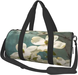 Spring Dogwood Blossoms Travel Duffle Bag for Men Women Sport Gym Bag Foldable Weekender Bag Carry on Overnight Bag for Travel Swimming Basketball