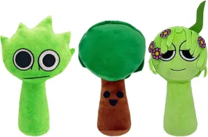 Sprunki Plush Sprunki Game Plush Toys Soft Stuffed Animal Pillow Figure Doll Christmas Birthday Gifts for Adult Kids Home Decor (3pcs Green)