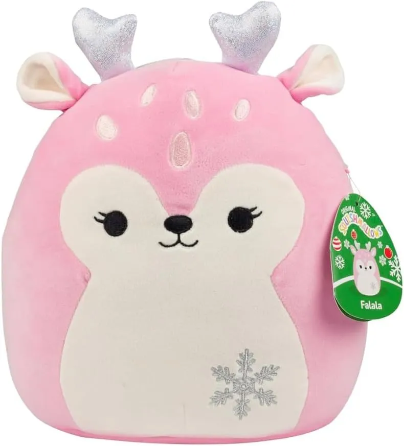 Squishmallows Officially Licensed Kellytoy Christmas 2024 Squad Plush -Squishy Stuffed Animal Toy - Gift for Kids, Girls & Boys - 8 Inch (Falala The Pink Christmas Fawn with Snowflake)