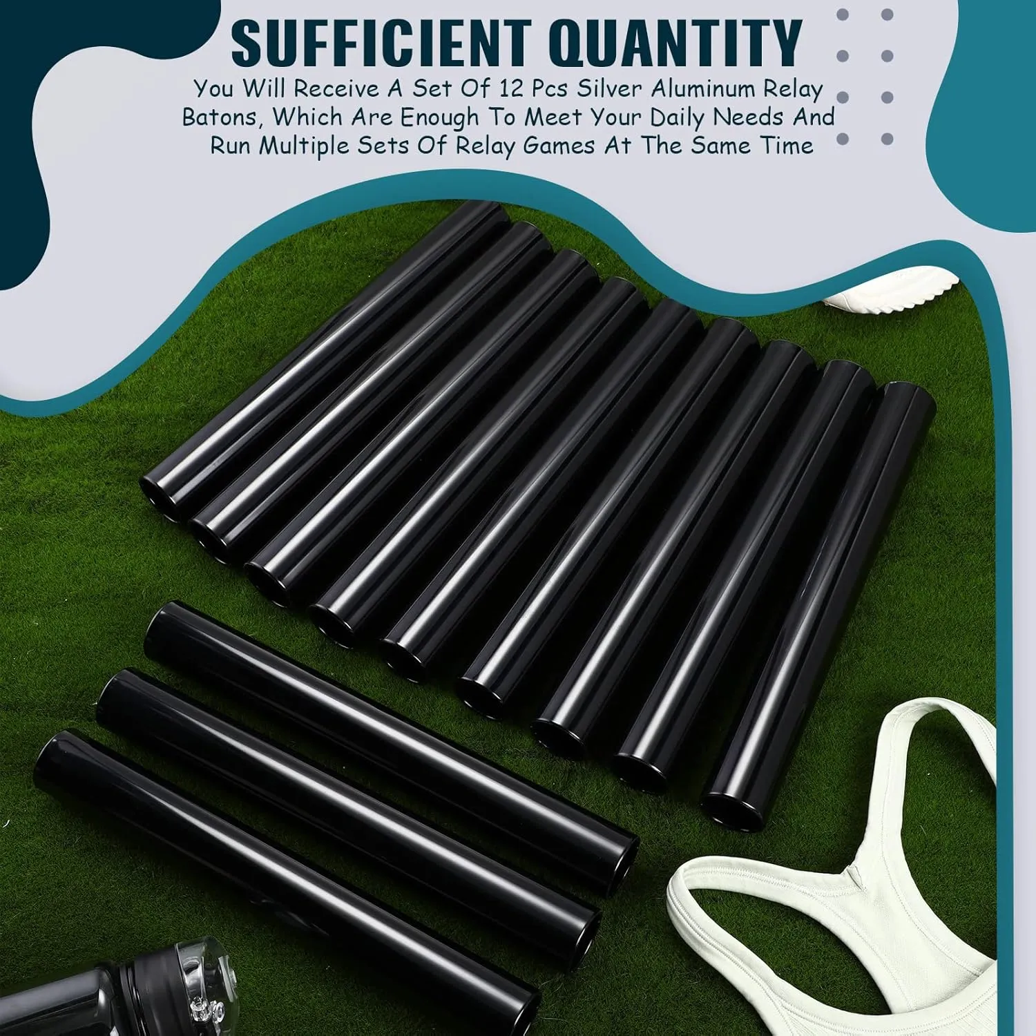 Sratte 24 Pcs Relay Baton Aluminum Field Race Track Baton for Track and Field Students Office Outdoor Running Practice Athlete Equipment