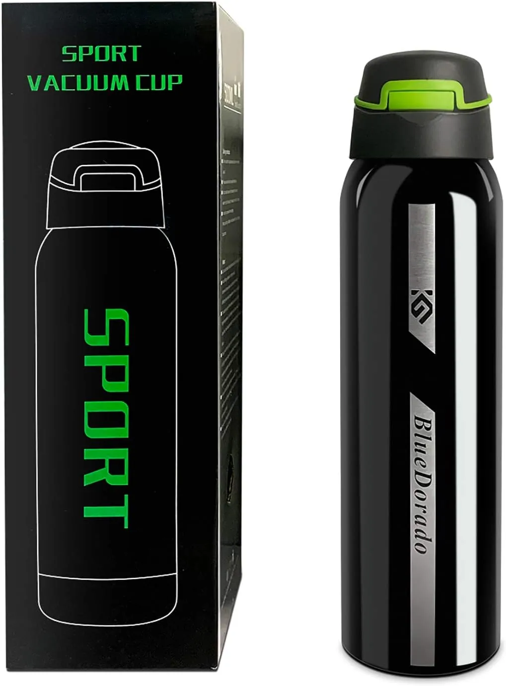 Stainless Steel Cycling Mug, Insulated Bike Water Bottle with Straw Lid & Flex Cap, BPA-Free, 18 Oz