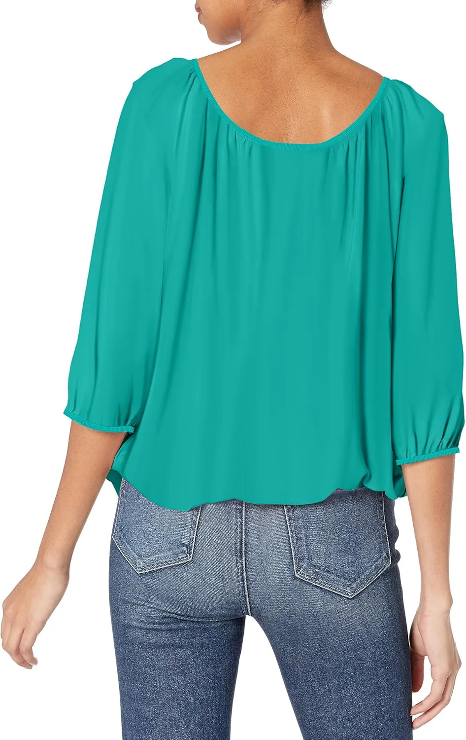 Star Vixen Women's 3/4 Sleeve, Front Tie Peasant Top