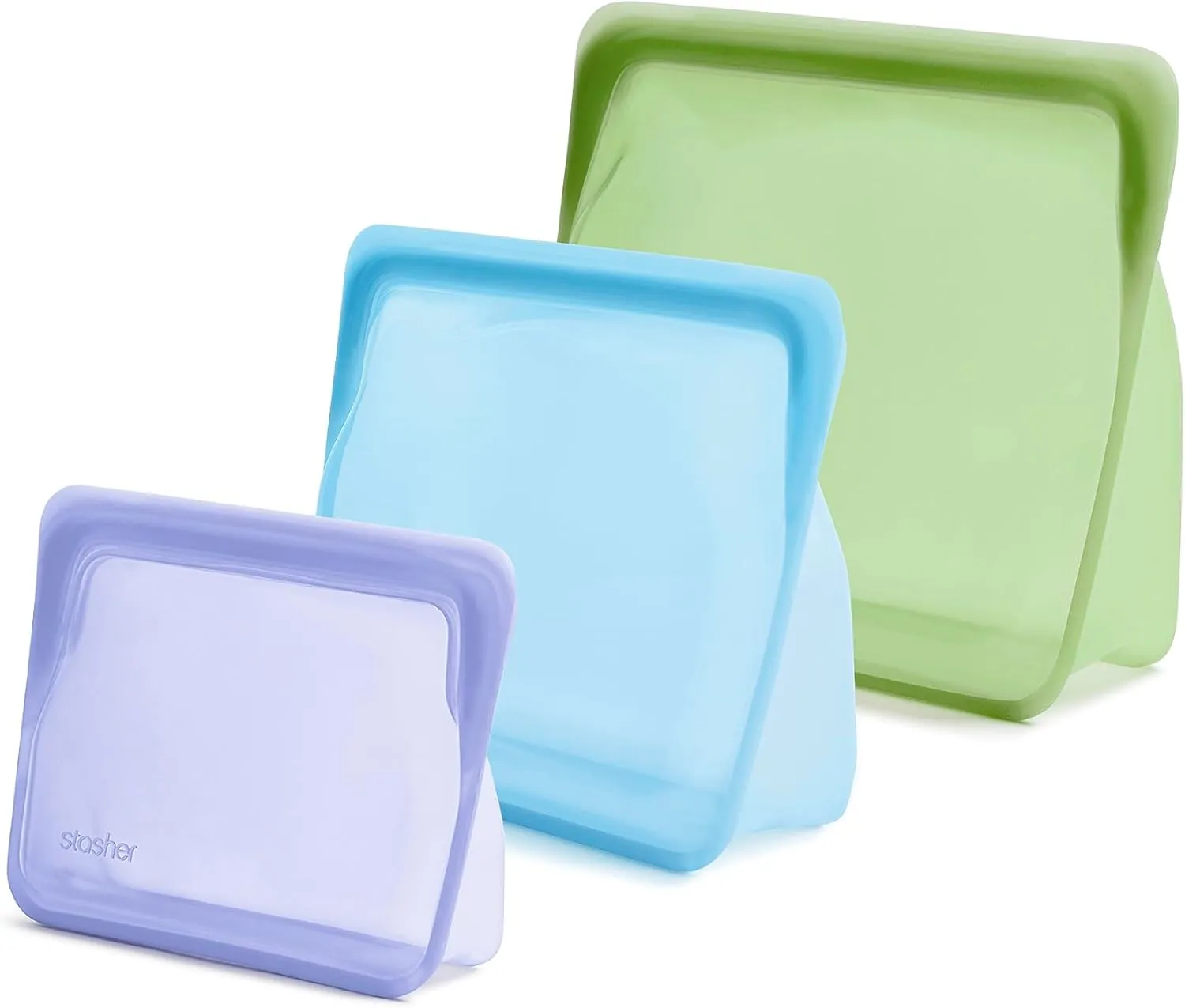 Stasher Premium Silicone Reusable Food Storage Bags, 3-Pack, Multi | Multi-Use Food Storage Bags, Lunch Bag, Travel Containers | BPA Free, Leak-free, Dishwasher-Safe, Eco-friendly