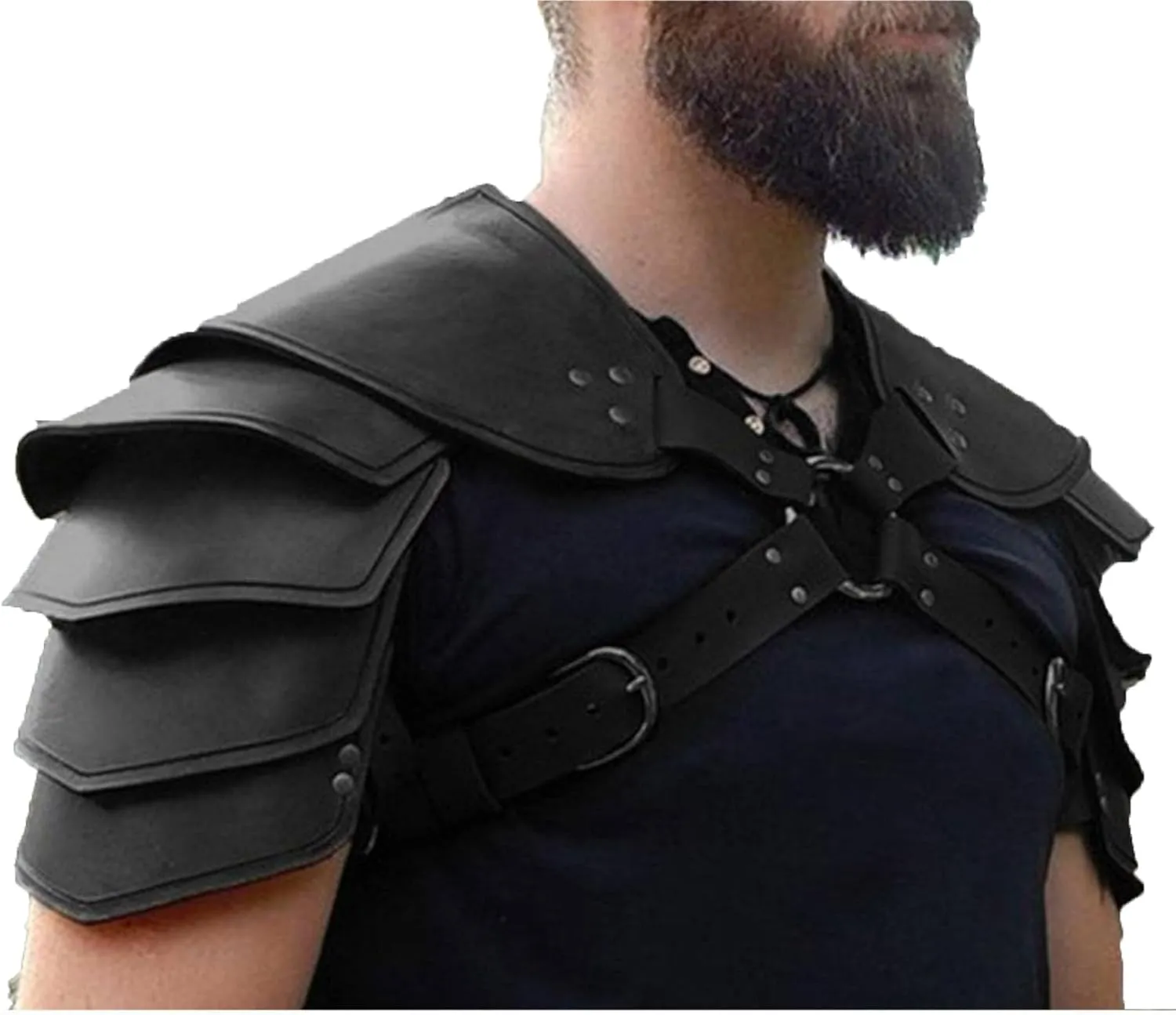 Steampunk Shoulder Armor for Men Adjustable Faux PU Leather Shoulder Armor Medieval Guards for Knight Armor Halloween Cosplay