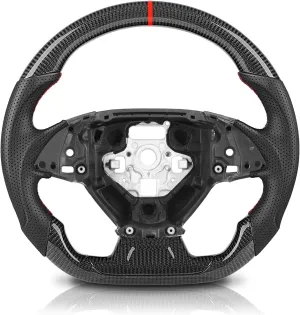 Steering Wheel for Chevy Camaro 2016-2024, Carbon Fiber Steering Wheel Upgrade D-shaped Flat-bottom Perforated Leather Replacement for Chevrolet Camaro LS/LT/SS/ZL1, Interior Accessory
