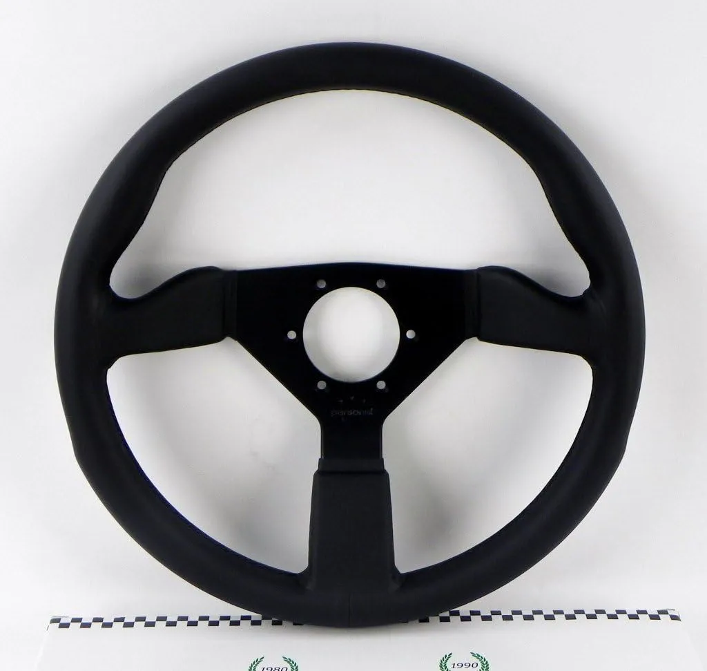Steering Wheel - Grinta - 350mm (13.78 inches) - Black Leather with Black Spokes - Part # 6430.35.2071