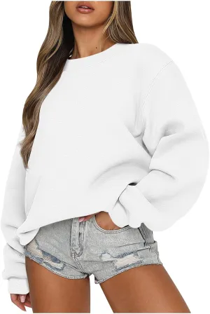 Stessotudo Women's Long Sleeve Sweatshirts Casual Crewneck Y2K Baggy Pullover Tops Loose Fit Trendy Aesthetic Shirts 2023