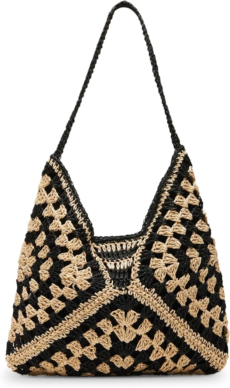 Steve Madden Bora Straw Crochet Hobo