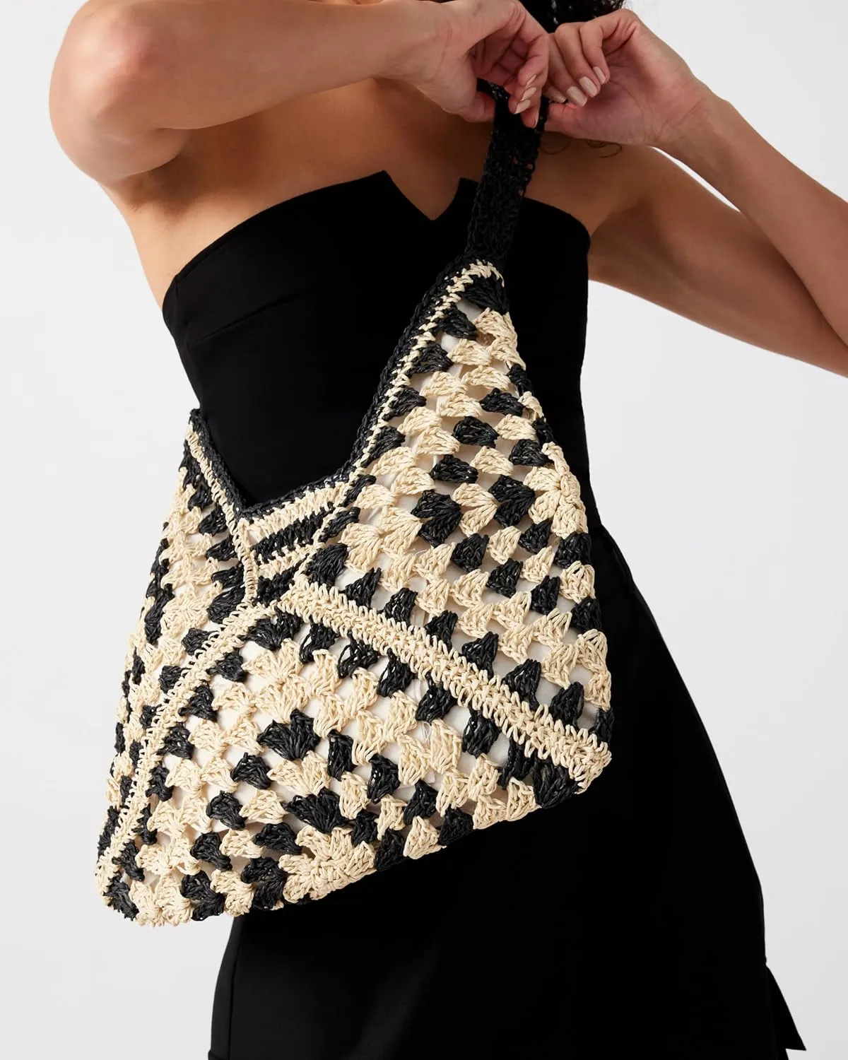 Steve Madden Bora Straw Crochet Hobo