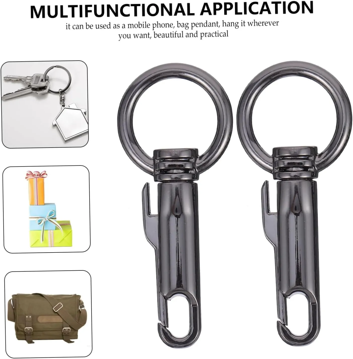 STOBOK 3sets Metal Snap Hook Key Ring Clip for Purse Bag Shoulder Strap Clasp Trigger Buckles Clasp Hooks Key Chain Pendants 2pcs*3