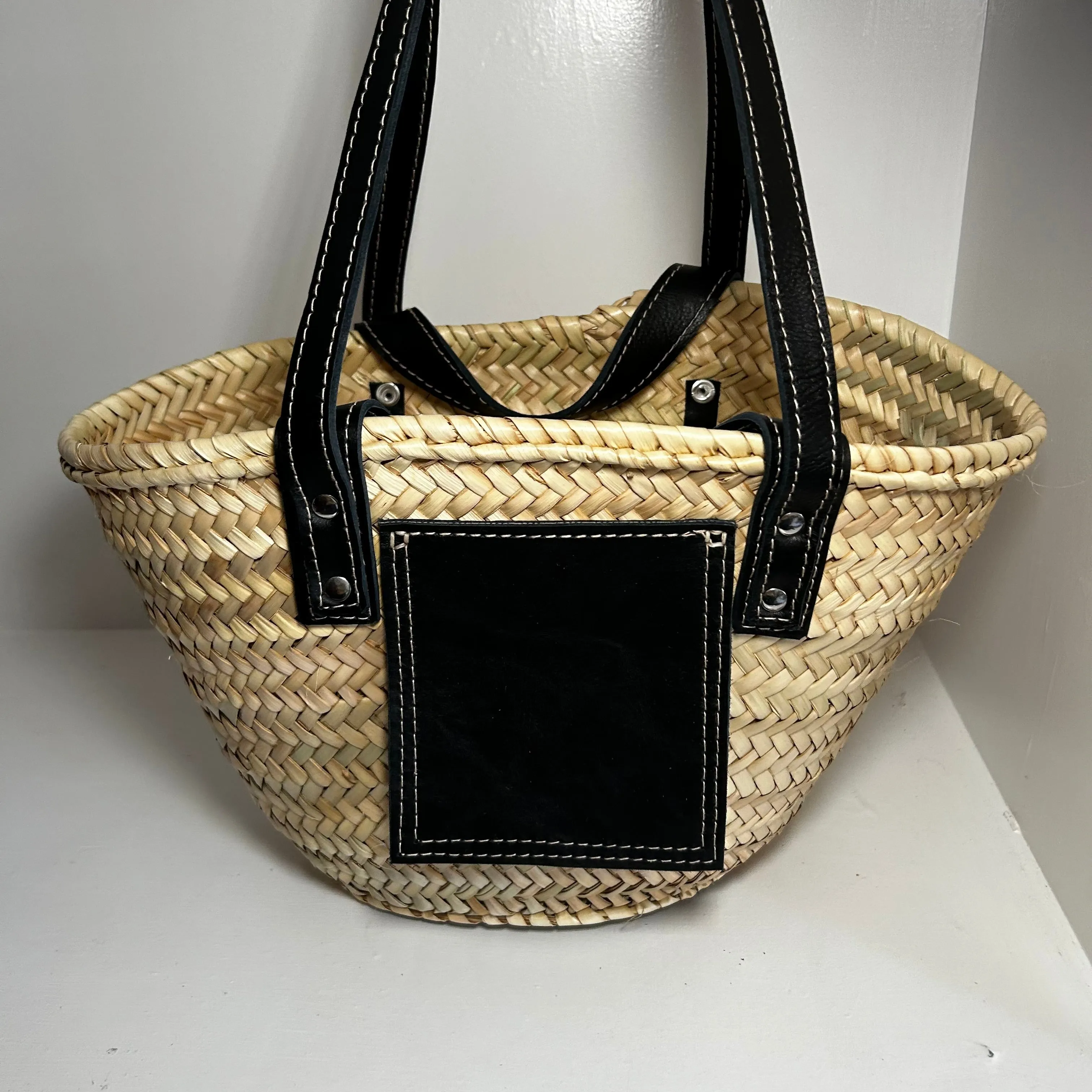 Straw and Leather Baskets