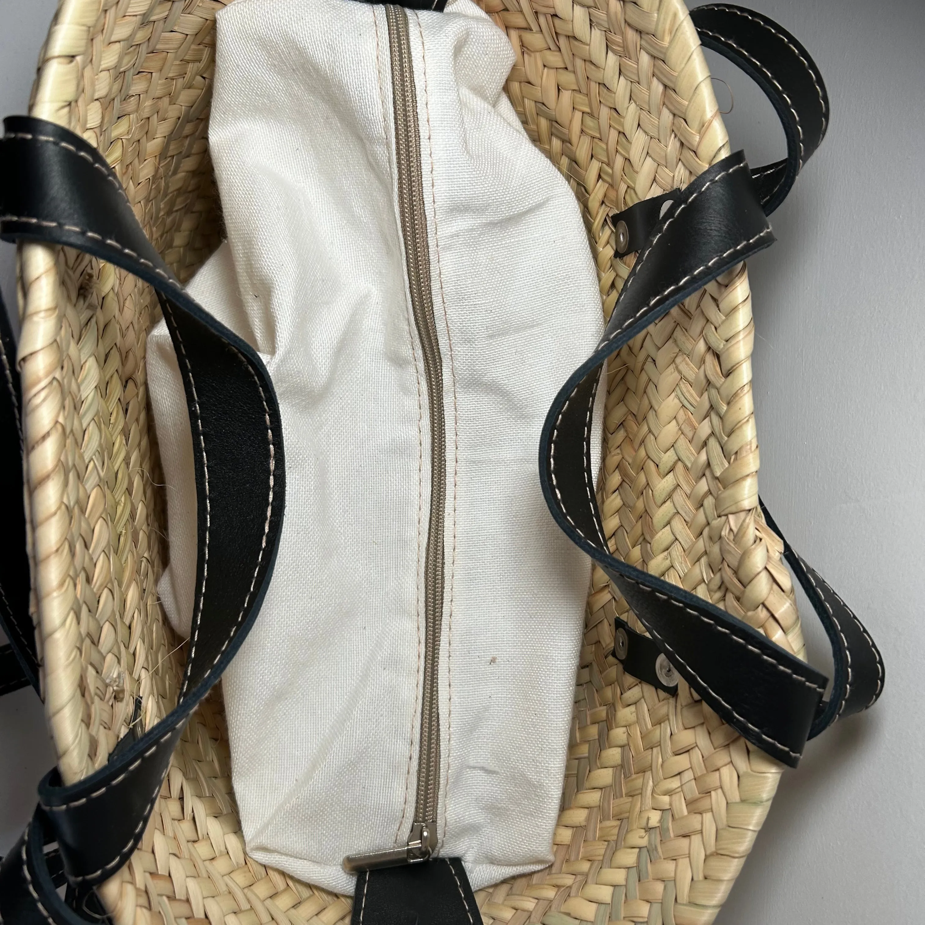 Straw and Leather Baskets