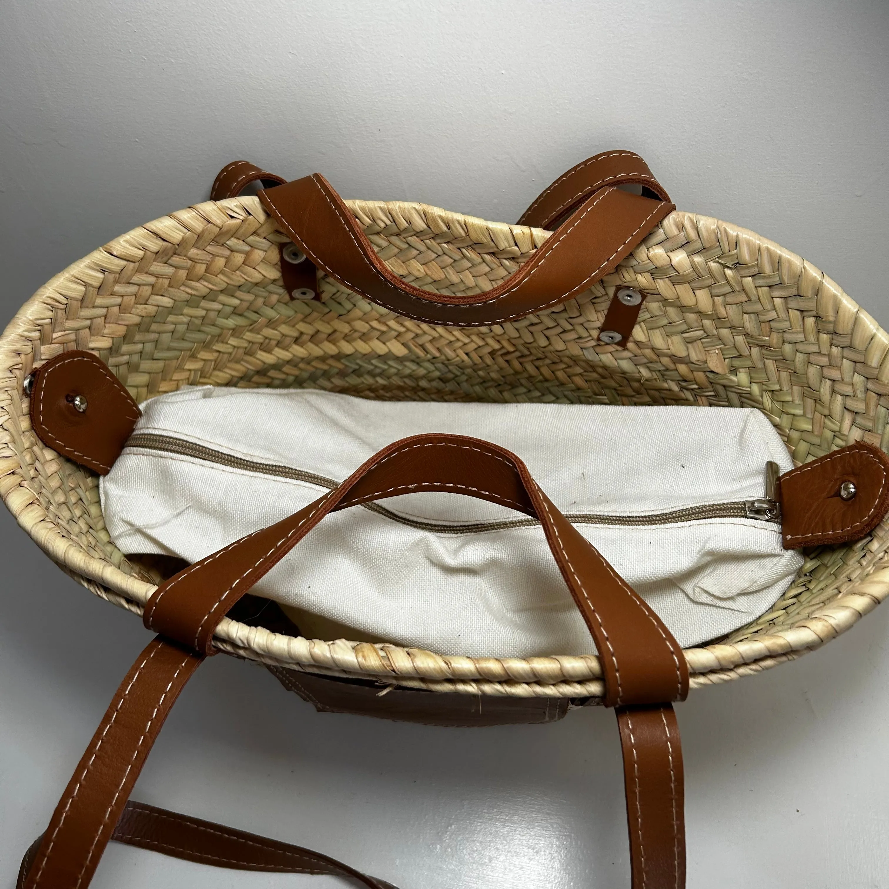 Straw and Leather Baskets