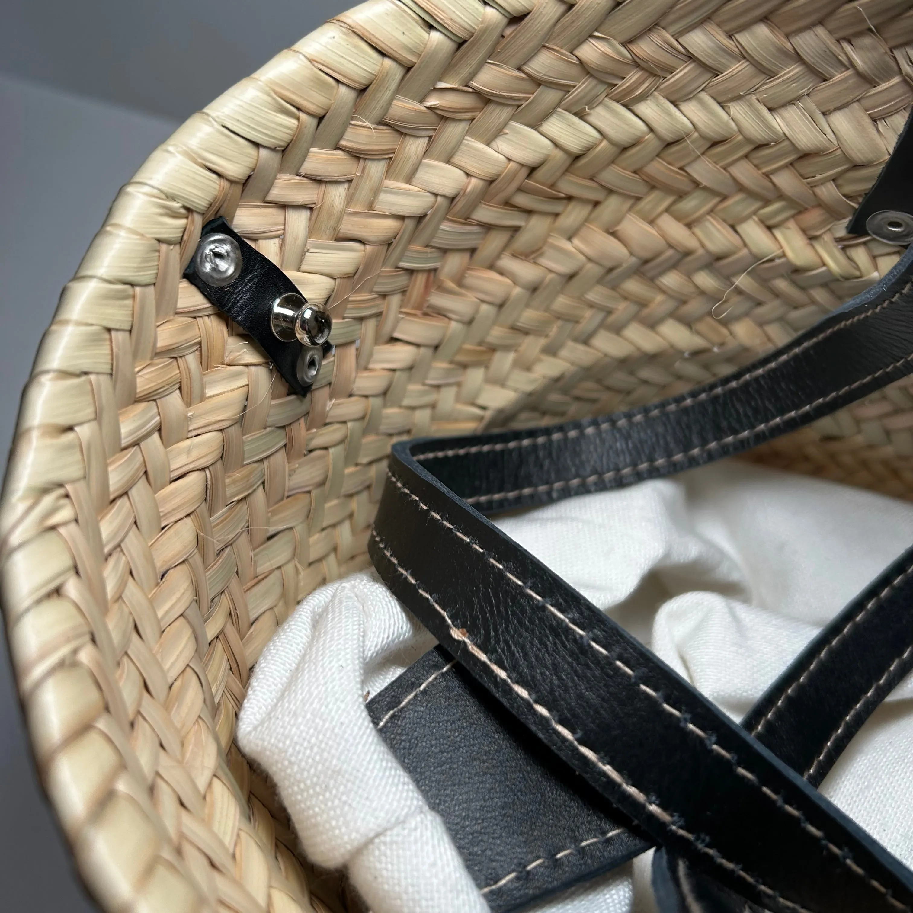 Straw and Leather Baskets