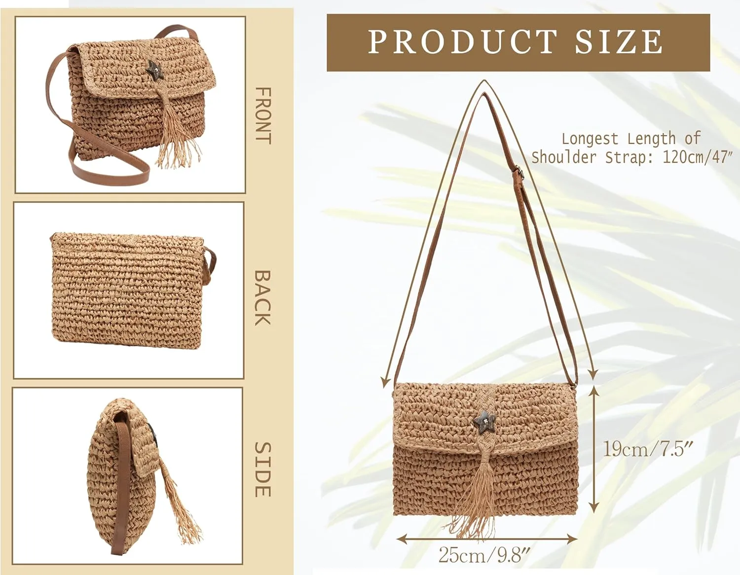 Straw Bag for Women Straw Clutch Purse Summer Beach Bag Woven Shoulder Crossbody Bag