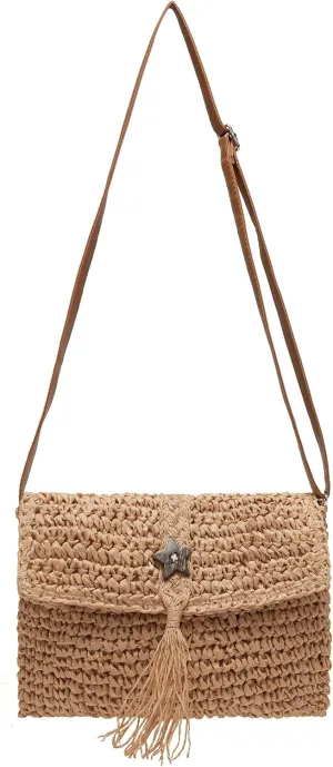 Straw Bag for Women Straw Clutch Purse Summer Beach Bag Woven Shoulder Crossbody Bag