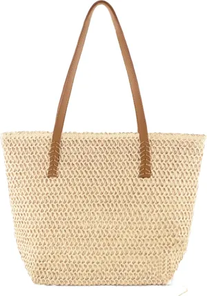 Straw Beach Bag for Women Summer Woven Beach Tote Bag Large Beach Bag Shoulder Handbags for Vacation