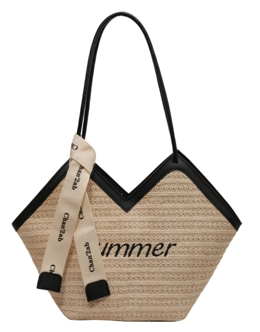 Straw Beach Bags&Tote Embroidery Heart Design Bag