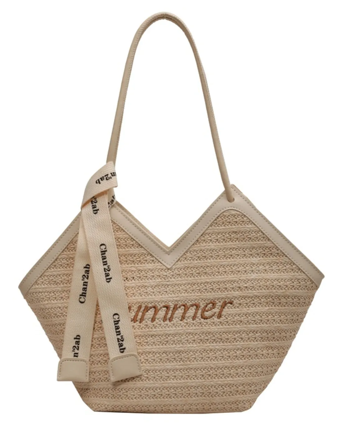 Straw Beach Bags&Tote Embroidery Heart Design Bag