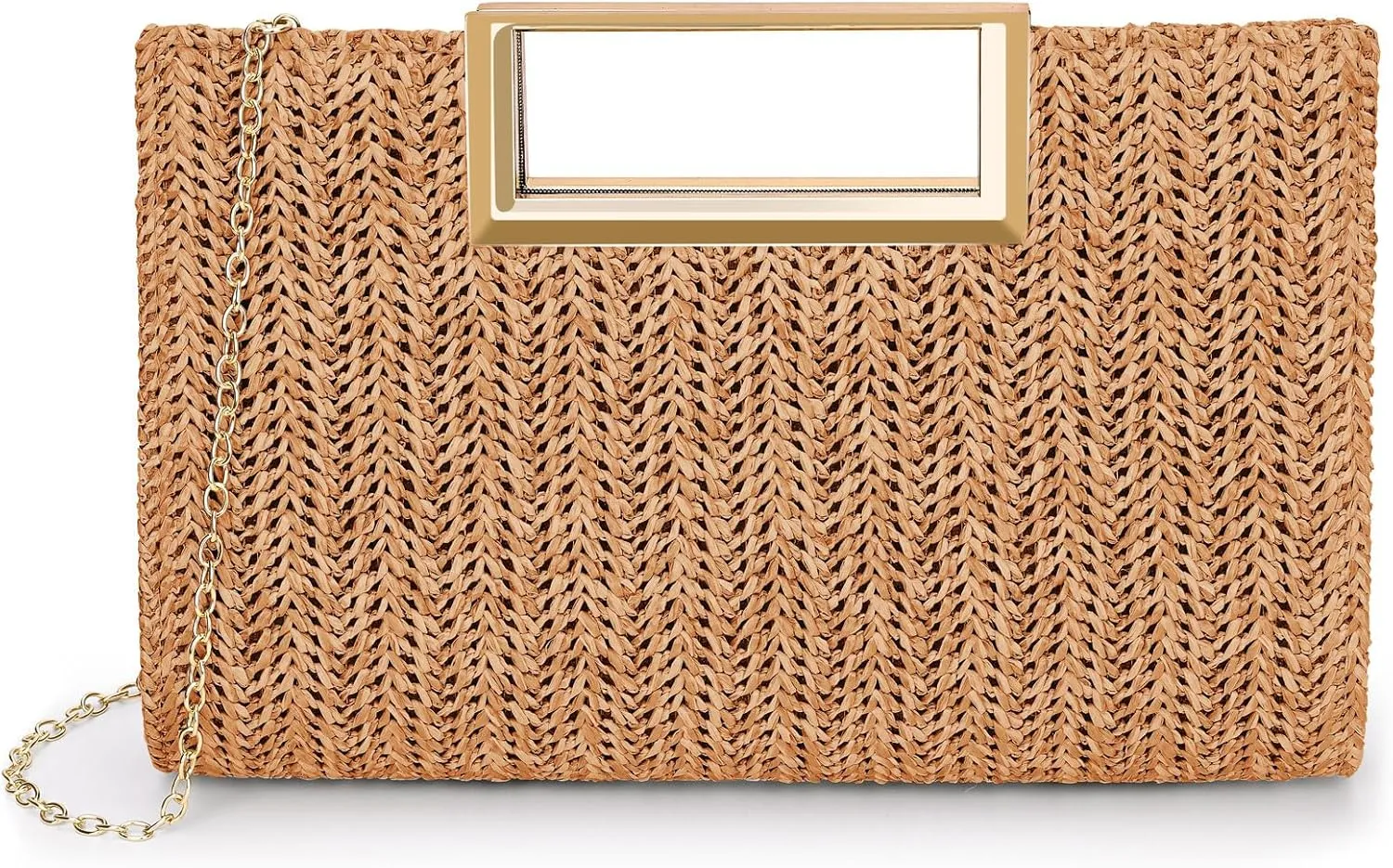 Straw Clutch for Women - Beach Vacation Raffia Bag, Trends Cute Purse, Beach Bag