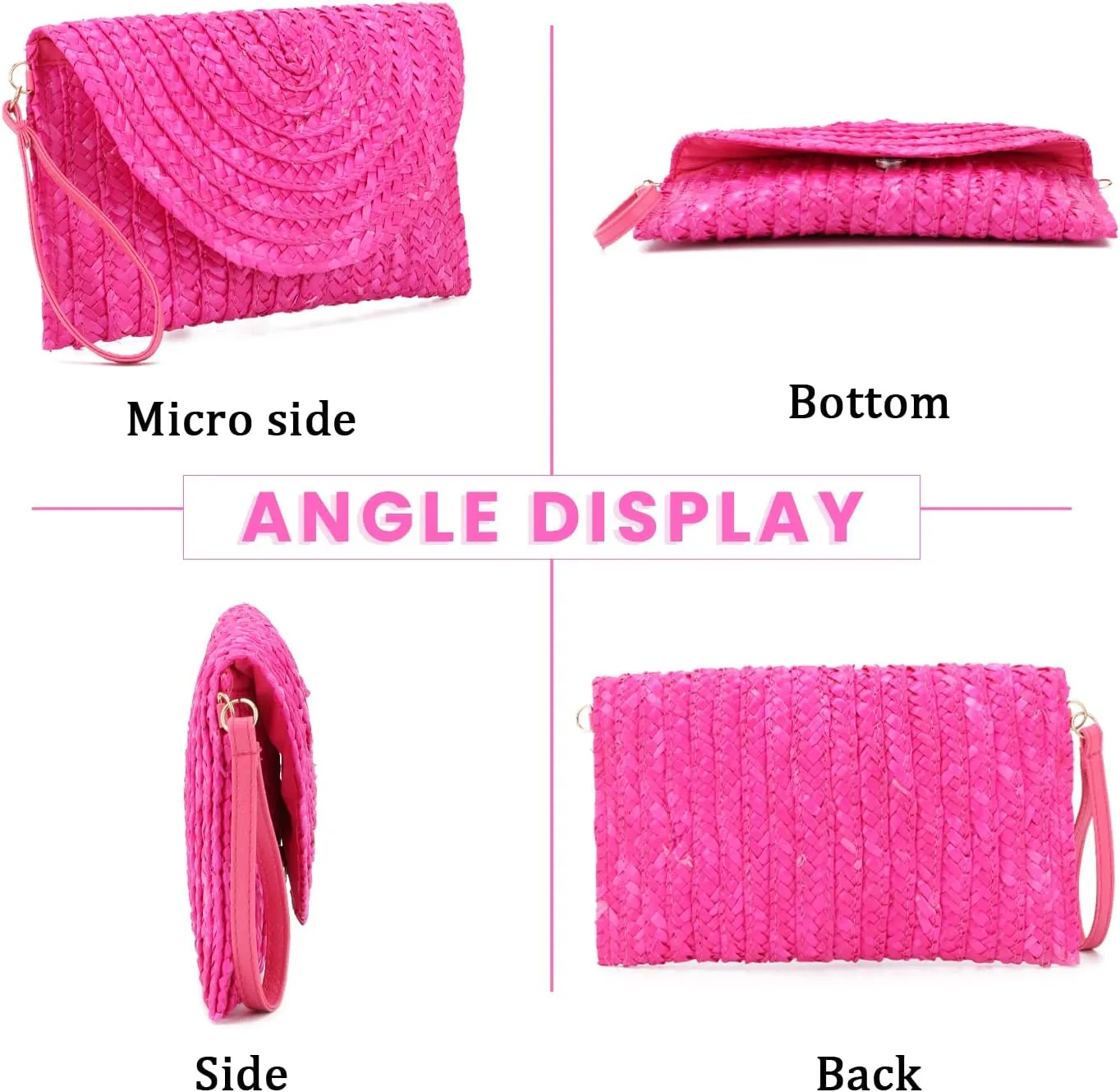 Straw Clutch Purse Bags for Women Summer Beach Purse Woven Straw Shoulder Bags Beach Clutch Bags