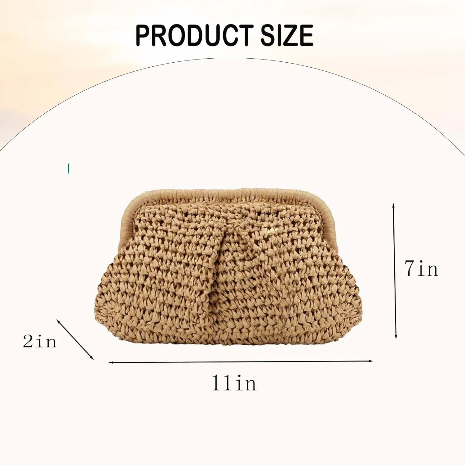 Straw Clutch Purse for Women Cloud Dumpling Pouch Beach Crossbody Shoulder Bag Summer Beach Clutch Woven Handbag