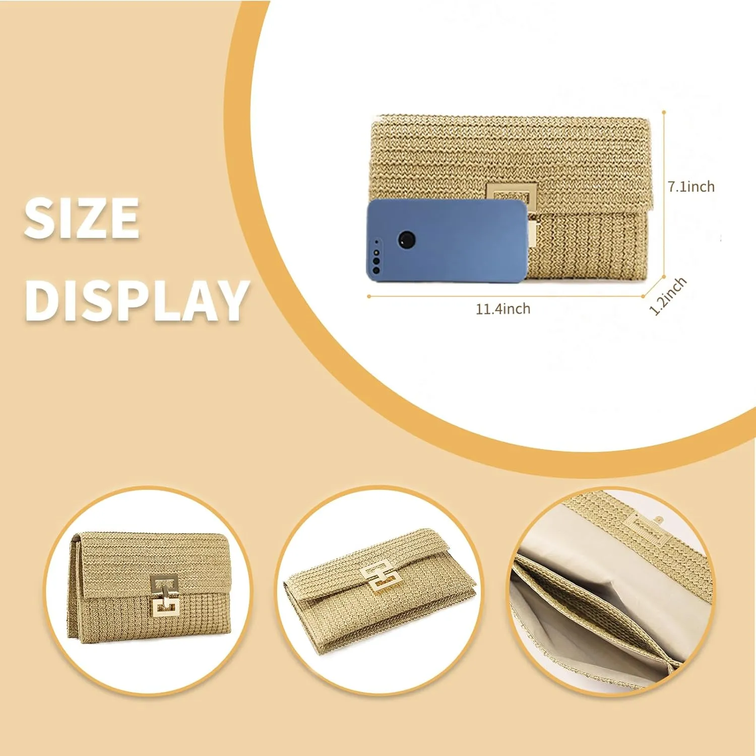 Straw Clutch Purse for Women Designer Evening Handbag Summer Beach Shoulder Crossbody Bag