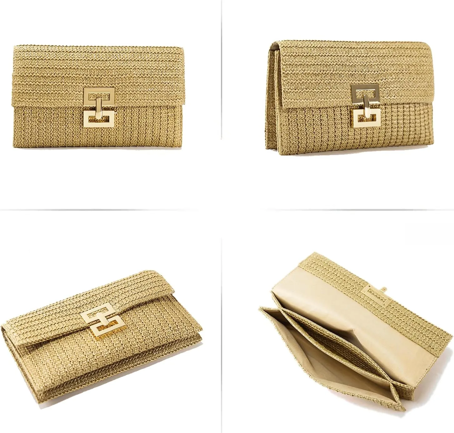 Straw Clutch Purse for Women Designer Evening Handbag Summer Beach Shoulder Crossbody Bag