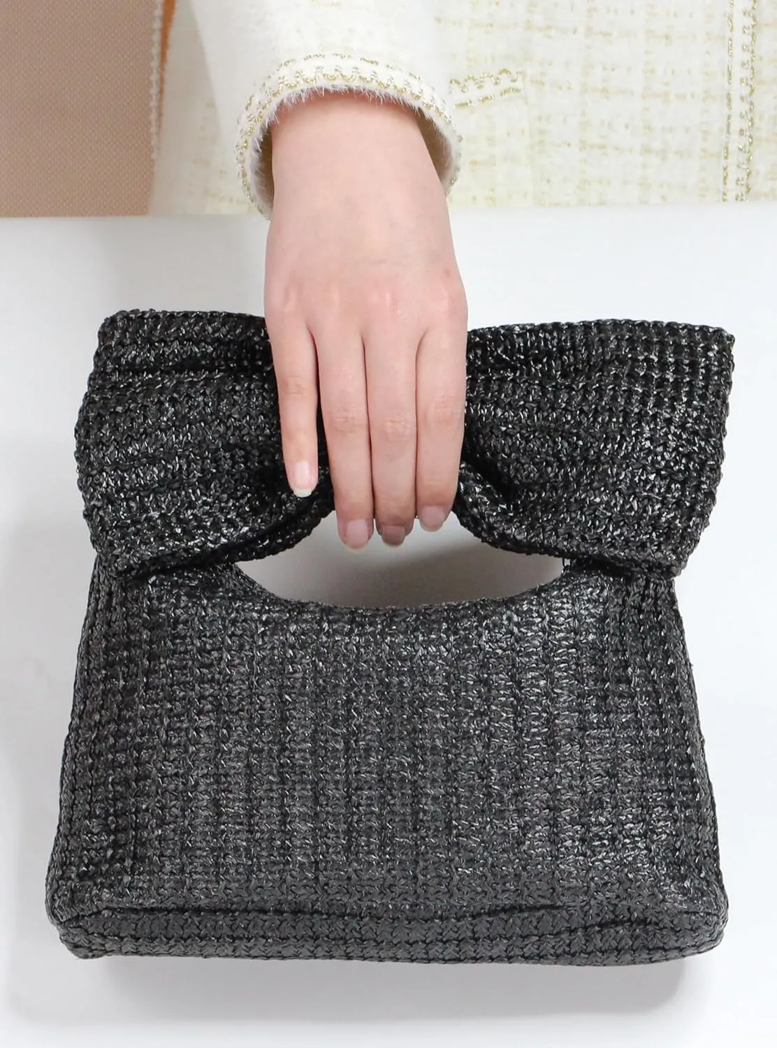 Straw Clutch Purse for Women Wedding Hand-Woved Evening Straw Handbag Party Wedding Summer Beach Bag