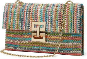 Straw Clutch Purses for Women Vintage Summer Straw Beach Bag Woven Purse Wicker Rattan Envelope Clutch for Wedding
