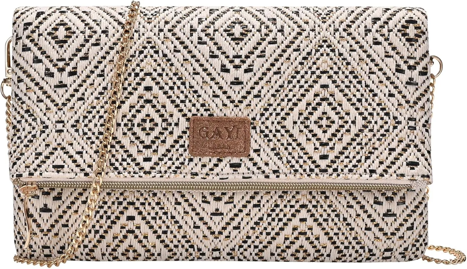 Straw Clutch Purses for Women, Woven Envelope Crossbody Clutch, Foldover Beach Bag for Summer
