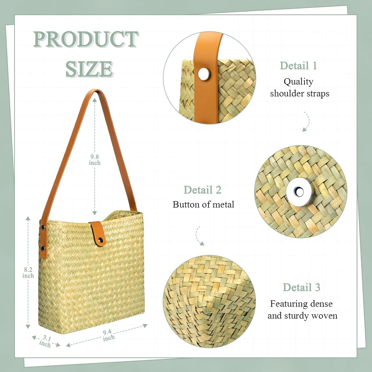 Straw Clutch Purses for Women Woven Straw Beach Sea Handbag Tote Bags for Summer