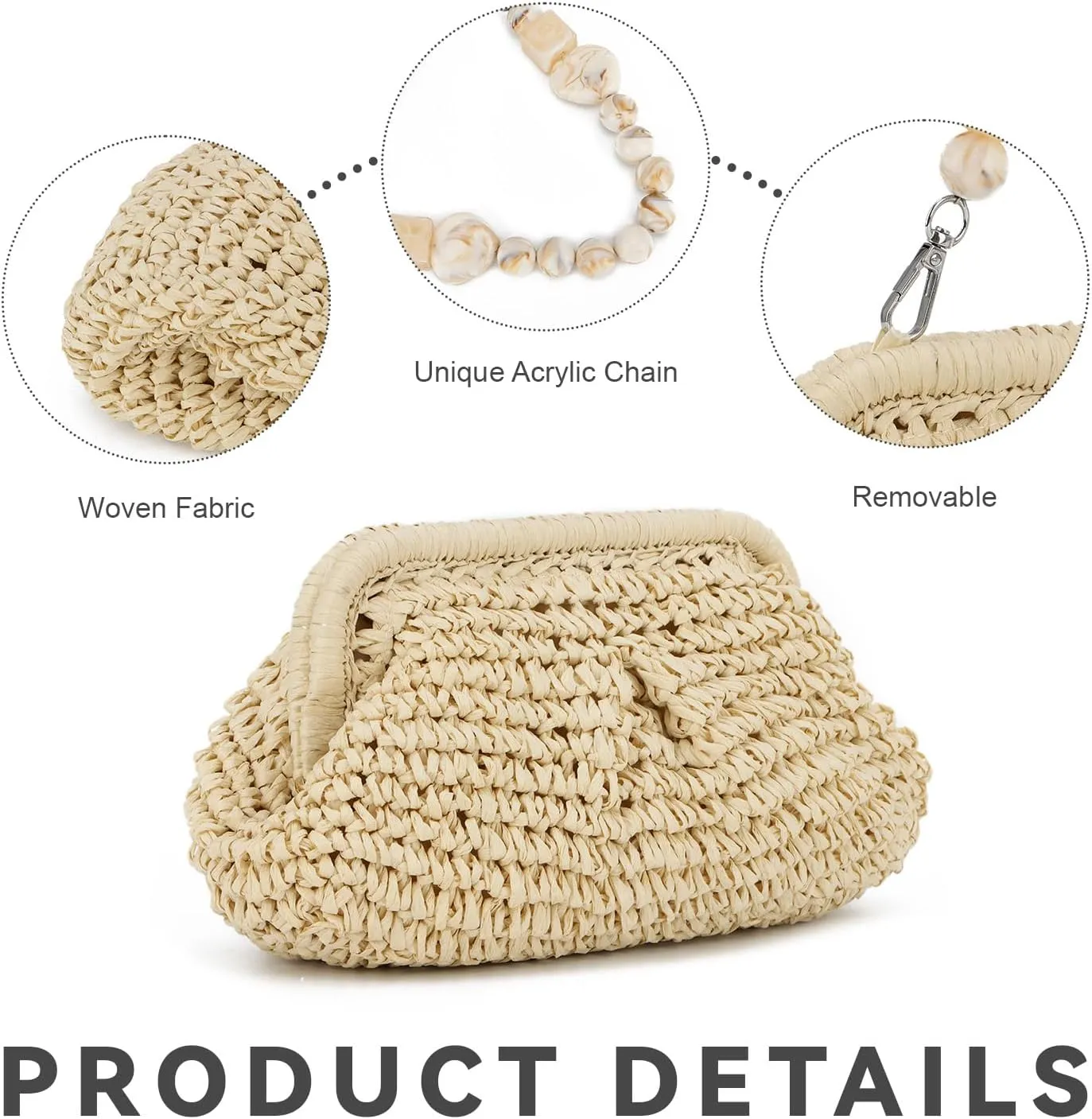 Straw Dumpling Clutch Bag - Woven Straw Tote Clutch Purse for Women - Summer Beach Bag - Wicker Clutch