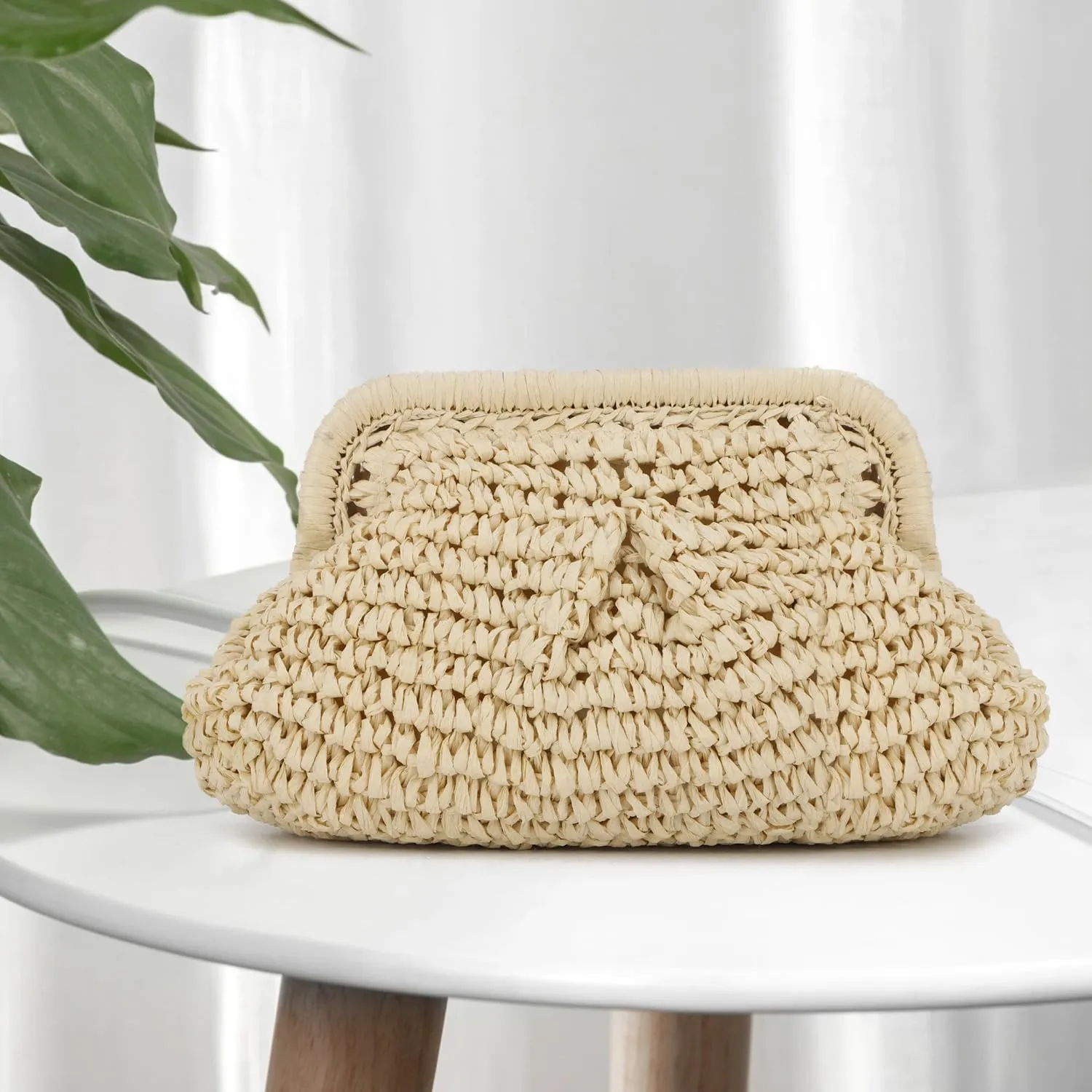 Straw Dumpling Clutch Bag - Woven Straw Tote Clutch Purse for Women - Summer Beach Bag - Wicker Clutch