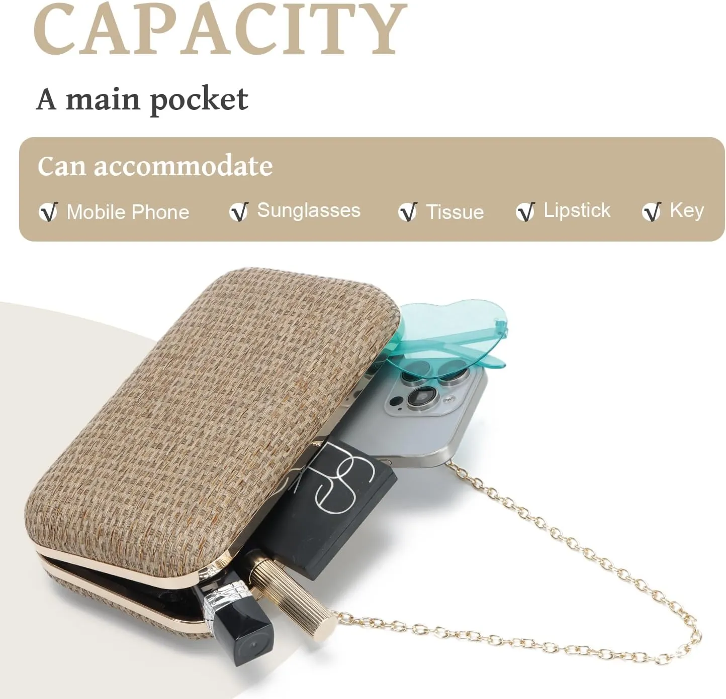 Straw Evening Bag for Women Handwoven Straw Clutch Purse Wedding Party Wicker Clutch Summer Beach Crossbody Bag