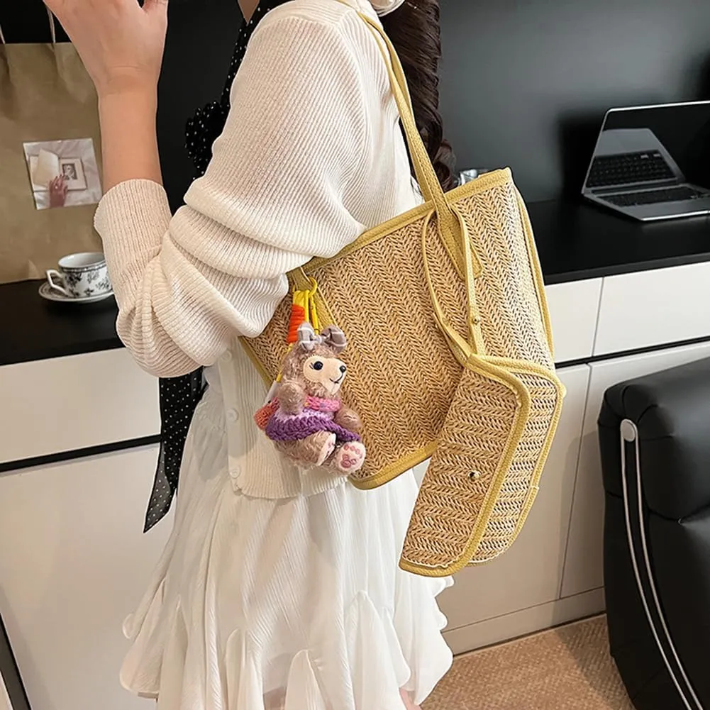 Straw Purses for Women Cute Beach Bag Straw Tote Bags Summer Handbags for Beach Vacation