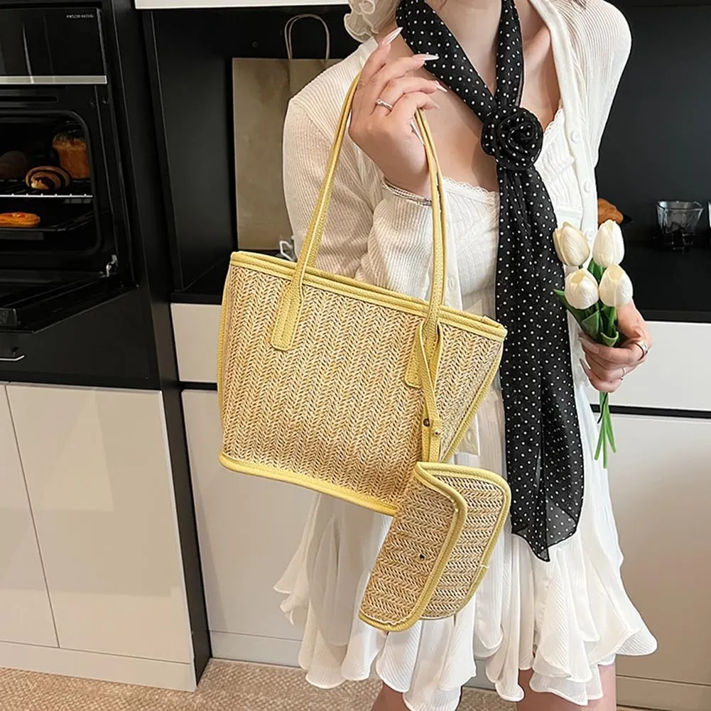 Straw Purses for Women Cute Beach Bag Straw Tote Bags Summer Handbags for Beach Vacation