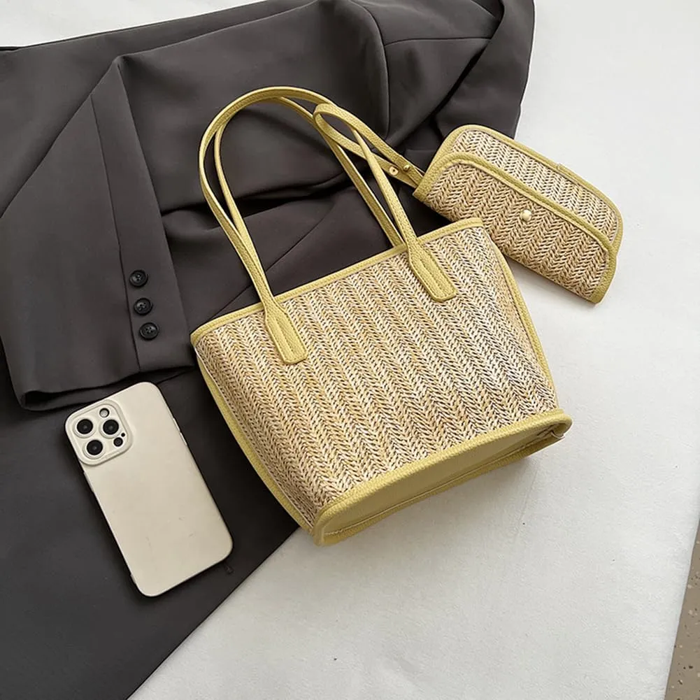Straw Purses for Women Cute Beach Bag Straw Tote Bags Summer Handbags for Beach Vacation
