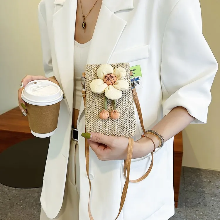 Straw Woven Mobile Female Western Style Walking Bags