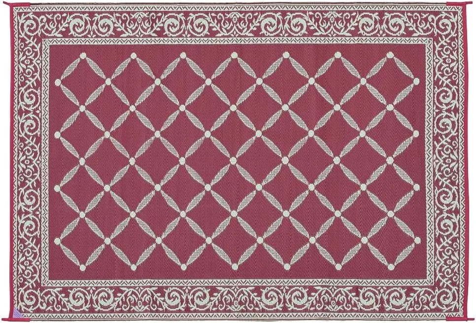 Stylish Camping 116095 6-feet by 9-feet Reversible Mat, Plastic Straw Rug, Large Floor Mat for Outdoors, RV, Patio, Backyard, Picnic, Beach, Camping (Burgundy/Beige)