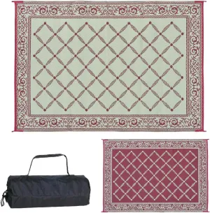 Stylish Camping 116095 6-feet by 9-feet Reversible Mat, Plastic Straw Rug, Large Floor Mat for Outdoors, RV, Patio, Backyard, Picnic, Beach, Camping (Burgundy/Beige)