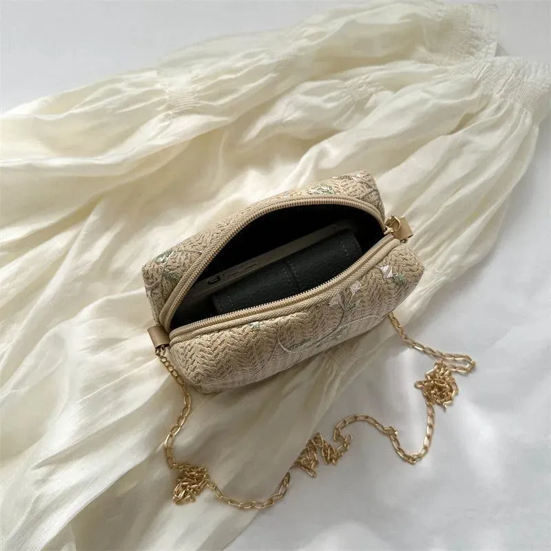 Stylish Floral Straw Handbag for Summer